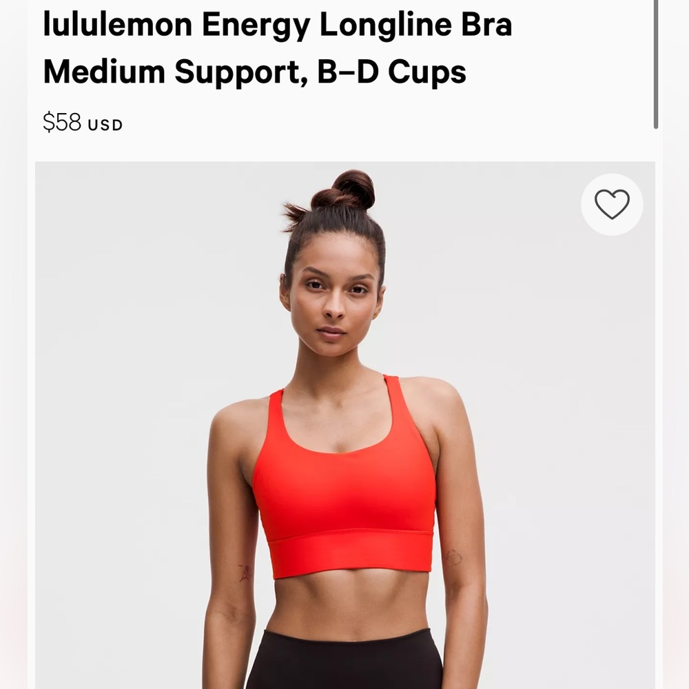 lululemon Energy Longline Bra
Medium Support, B-D Cups ✨